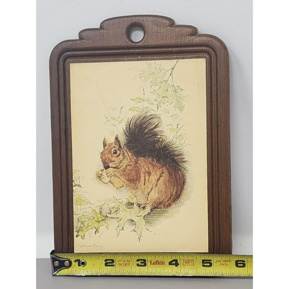 Vintage Stephanie Harney Squirrel Art On Wooden‎ Plaque - Picture 8 of 9